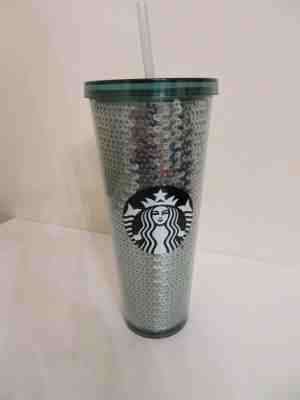 STARBUCKS GREEN SEQUIN TUMBLERS CUP W STRAW NEW - Sold on eBay Jan, 18th 2020 for $27.99