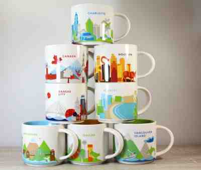 LOT of 8 Starbucks Coffee Cups Mugs You Are Here Canada & USA Locations 2015 - Sold on eBay Jan, 18th 2020 for $50.99