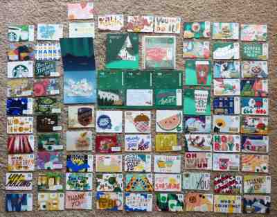 STARBUCKS Gift Cards - Big LOT of 80 Diff - Older & Recent (Collectible) Die-Cut - Sold on eBay Jan, 18th 2020 for $19.95