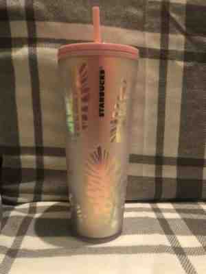 Starbucks 2019 Holiday Iridescent Rose Gold PINK Pine Cone Tumbler 24oz Cold Cup - Sold on eBay Jan, 18th 2020 for $31.99