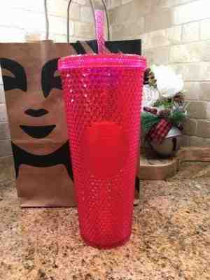 Starbucks Studded Hot Neon Pink Tumbler 20 Ounce - Ships from Canada  - Sold on eBay Jan, 18th 2020 for $38.00