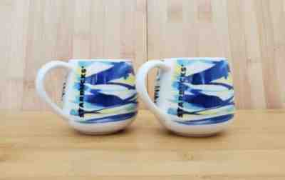 NEW (2) Starbucks Espresso 3oz Shot Demi Cup Mug Watercolor Blue Yellow 2016  - Sold on eBay Jan, 18th 2020 for $24.50