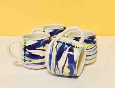 4 Starbucks 3 oz Espresso Demi Mugs Blue Yellow White Watercolor Demitasse Cups - Sold on eBay Jan, 18th 2020 for $39.95