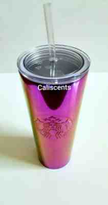 NEW 2019 STARBUCKS TUMBLER COLD CUP IRIDESCENT PINK PURPLE STAINLESS STEEL 24 fl - Sold on eBay Jan, 18th 2020 for $44.95