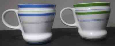 Set Of 2 Starbucks Demitasse Cups 3 FL Oz Small Coffee Mug Blue & Green Striped - Sold on eBay Jan, 18th 2020 for $18.99