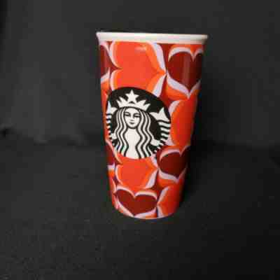 Starbucks Ceramic Travel Tumbler Mug Valentine 2019 Edition Hearts 12 oz NEW - Sold on eBay Jan, 18th 2020 for $24.88
