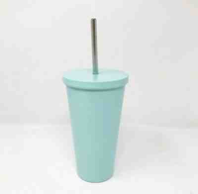 Starbucks 2015 Cold Tumbler Stainless Metal Straw 16 oz Matte Aqua Blue Cold Cup - Sold on eBay Jan, 18th 2020 for $22.99