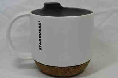 STARBUCKS White Ceramic Coffee Mug With Cork Bottom & Lid 12oz - Sold on eBay Jan, 18th 2020 for $24.00