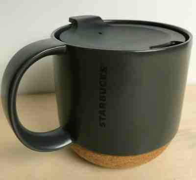 Black Gray Starbucks Travel Mug Cork Bottom w/ Lid Coffee Cup 2013 Ceramic Tea - Sold on eBay Jan, 18th 2020 for $17.50
