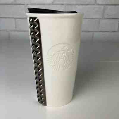 Starbucks Coffee Cup Mug Tumbler Studded Ceramic Silver Double Wall Travel 10 oz - Sold on eBay Jan, 17th 2020 for $25.00