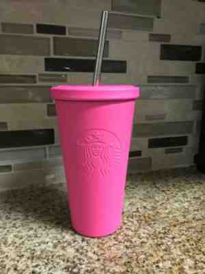 Starbucks 2014 Stainless Steel 16 oz Cold Cup Tumbler in Matte Hot Pink - Sold on eBay Jan, 17th 2020 for $32.00