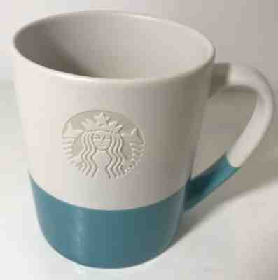 Starbucks Coffee Mug Teal Blue Etched Mermaid Logo Hand Dipped Cup 2014 - Sold on eBay Jan, 17th 2020 for $15.00