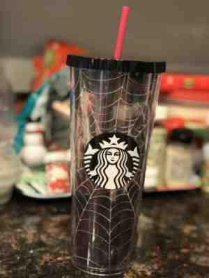 Starbucks Acrylic Halloween Silver Glitter Spider Web Cold Cup Tumbler 24oz - Sold on eBay Jan, 17th 2020 for $29.00