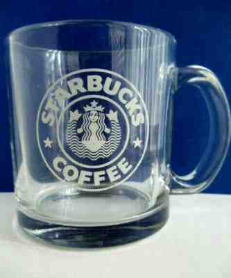 Starbucks Vintage Clear Glass Mug Button Siren Split Tail Older Whole Siren Logo - Sold on eBay Jan, 17th 2020 for $24.99
