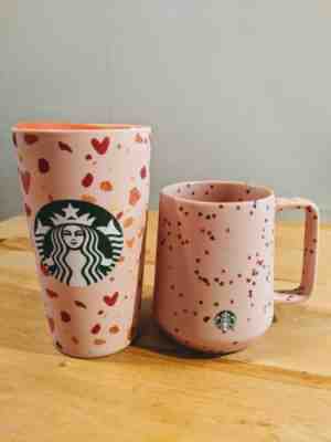 Starbucks Limited Edition 2020 Valentine's Day 14oz Mug and 12oz Tumbler Hearts - Sold on eBay Jan, 17th 2020 for $31.00