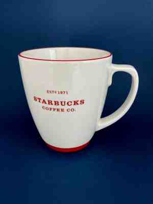 Starbucks Coffee/Tea Mug 2008 Large White Red Letters Est 1971 Coffee Co.18 oz - Sold on eBay Jan, 21st 2020 for $19.99