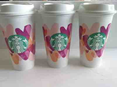 3 pk Starbucks 2020 Valentine's Day - Watercolor Hearts Hot Reusable Cup. NEW - Sold on eBay Jan, 21st 2020 for $19.99