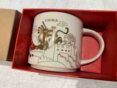 New Starbucks 2017 China Christmas Shanghai YAH You Are Here Mug Gift Box Gold - Sold on eBay Jan, 21st 2020 for $39.98
