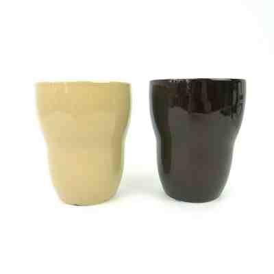 2008 Set of 2 Starbucks Coffee Mug AIDA Beige & Brown Double Wall 8oz Insulated - Sold on eBay Jan, 20th 2020 for $15.93