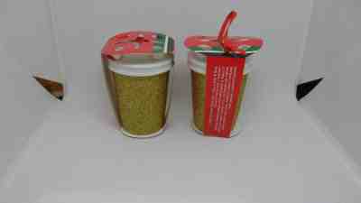 Lot of 2 Starbucks 2018 Ornament Gold Glitter Tumbler Cup Mug Ceramic - Sold on eBay Jan, 20th 2020 for $17.99