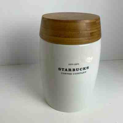 Starbucks Coffee Company 2009 Ceramic Canister Bamboo Lid Jar 48oz White 1.4L - Sold on eBay Jan, 20th 2020 for $23.99