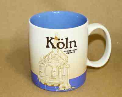 STARBUCKS Collector Series Koln Mug 16 OZ Cream & Blue Graphics - Sold on eBay Jan, 20th 2020 for $16.53