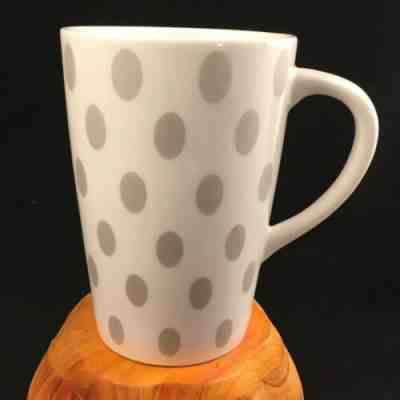 Starbucks White Coffee Cup Mug with Silver Oval Polka Dots 2005 16 oz EUC - Sold on eBay Jan, 20th 2020 for $15.99