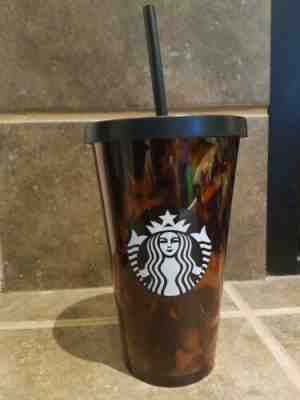 New Starbucks Tortoise Shell Acrylic Cold Cup Tumbler 16 oz Brown Black - Sold on eBay Jan, 20th 2020 for $21.99