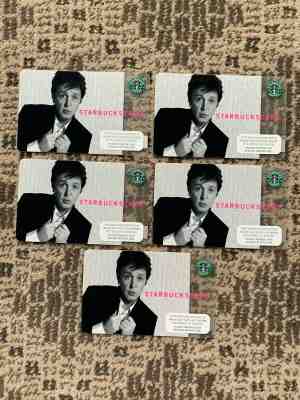 5 Paul McCartney Starbucks Cards - 2007 - Mint! - Sold on eBay Jan, 20th 2020 for $26.86