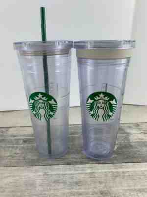 Set Of 2 (2) Starbucks Clear Double Wall Acrylic COLD CUP Tumbler VENTI 24oz - Sold on eBay Jan, 20th 2020 for $17.49