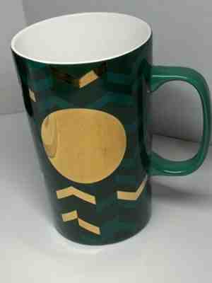 Starbucks Mug Cup Green Gold Chevrons Dot 2014 Tall Coffee Tea  Collection 16 Oz - Sold on eBay Jan, 20th 2020 for $22.00