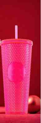STARBUCKS Neon Pink Studded Cold Cup Tumbler WINTER HOLIDAY 2019 24 oz - Sold on eBay Jan, 20th 2020 for $20.00