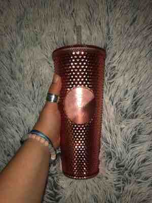 Starbucks Pink Tumbler 2019 Rose Gold Radiant Iridescent Jeweled 24oz Cold Cup - Sold on eBay Jan, 20th 2020 for $45.00