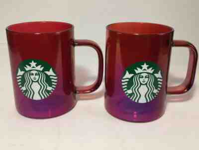 Starbucks Red Iridescent 2019 Christmas Edition Mug Glass 14oz (SET OF 2) - Sold on eBay Jan, 20th 2020 for $37.00