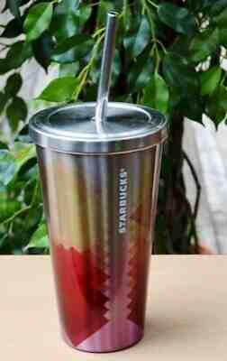 Starbucks Double Walled Stainless Rainbow 16 oz Cold Cup w/Lid & Straw New - Sold on eBay Jan, 20th 2020 for $24.99