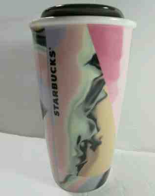 Starbucks Ceramic Travel Tumbler RARE Abstract Pastels 2014 12oz  NEW WITH BOX - Sold on eBay Jan, 20th 2020 for $34.99