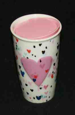 Starbucks Pink Raised HEART Ceramic Travel Tumbler 10oz 2018 - Sold on eBay Jan, 20th 2020 for $29.99