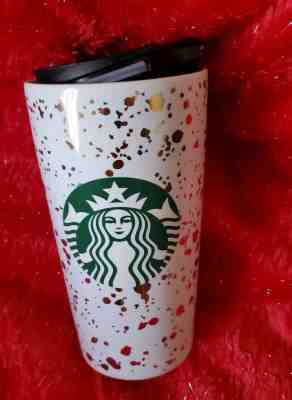 Starbucks 2019 Holiday Confetti Ceramic Travel Tumbler White and Gold Christmas - Sold on eBay Jan, 20th 2020 for $24.95