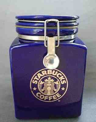 Starbucks Cobalt Blue Coffee Coffee Jar Hinged Lid Storage Canister Container