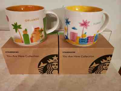 Starbucks PAIR Orlando & Florida You Are Here 14oz Mugs RETIRED - NEW with Tags - Sold on eBay Jan, 19th 2020 for $39.95