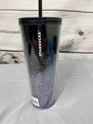 STARBUCKS 2019 Black Silver Cascading Snow Tumbler WINTER HOLIDAY Cup 24 oz - Sold on eBay Jan, 19th 2020 for $29.99