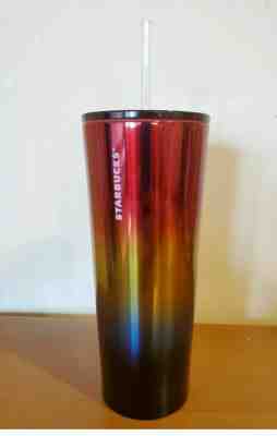 New Starbucks Iridescent Rainbow Summer 2019 Tumbler Venti 24oz Metal - Sold on eBay Jan, 19th 2020 for $27.99