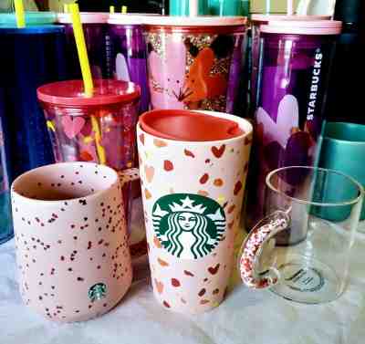 New! STARBUCKS Valentines 2020 Limted Edition HEARTS Set - Sold on eBay Jan, 19th 2020 for $78.00
