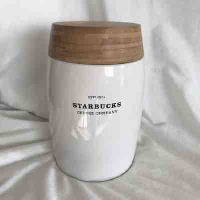 Starbucks Coffee Company 2009 Ceramic Canister Bamboo Lid Jar 48oz White - Sold on eBay Jan, 19th 2020 for $20.00