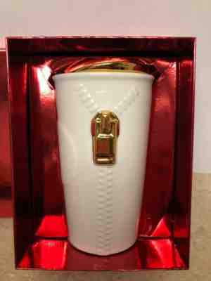 Starbucks Zipper Travel Tumbler Ceramic Gold Double Wall Tumbler New in Box  - Sold on eBay Jan, 19th 2020 for $49.95