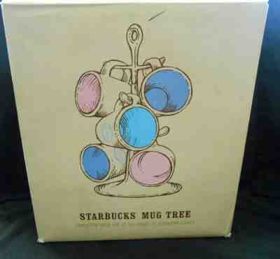 New in Box Starbucks Coffee Multi-Color 6 Mug Cup Set w/Storage Rack Tree w2s3 - Sold on eBay Jan, 19th 2020 for $59.95