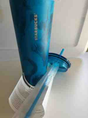 Starbucks Stainless Steel Tumbler Blue Wood Grain Limited 2018 - NEW - Sold on eBay Jan, 19th 2020 for $19.95