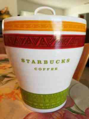 Starbucks  Multi-Color Ceramic Coffee Canister, 2005,  Airtight Lid, NEW, * - Sold on eBay Jan, 19th 2020 for $30.00