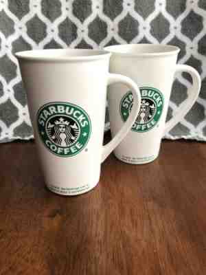 Starbucks Grande White Porcelain Coffee Mugs Pair (2) - 16oz - Mermaid Logo - Sold on eBay Jan, 19th 2020 for $19.99