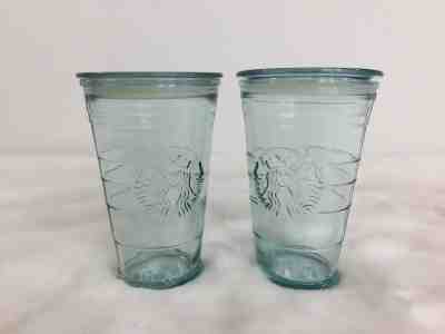 Lot 2 STARBUCKS Recycled Green Tint Tumbler 16oz Glass Cup Travel w Lid Spain - Sold on eBay Jan, 19th 2020 for $35.90
